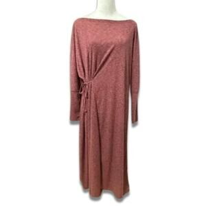 Caslon Shift Maxi Dress Boat Neck Long Sleeve Lightweight Heathered Pink S NWOT